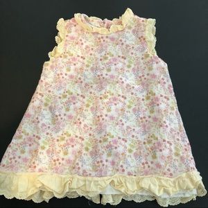 COQUELICOT GIRLS PINK FLORAL SPANISH LACE TRIM BALI BAMBY LINED DRESS Sz 12 Mon